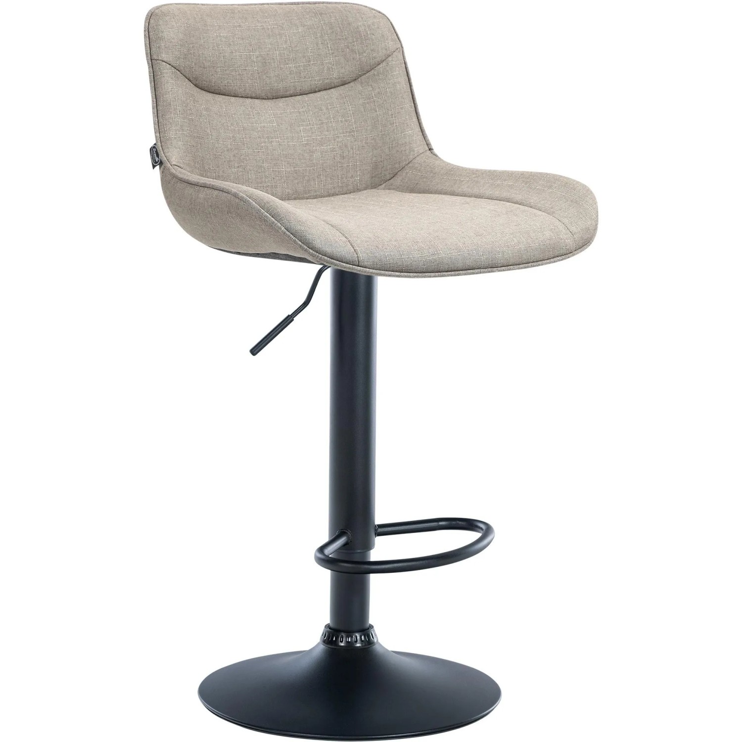DELUKE Barhocker RAGAD Stoff Taupe 49x51x85cm Schwarz Barstuhl Höhenverstellbar Mit Lehne Drehbar Tresenhocker Tresenstuhl