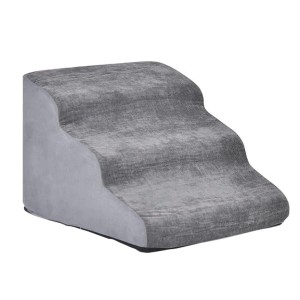 Costway Hundetreppe Rutschfeste Hundestufe Schaumstoff Waschbarer Grau