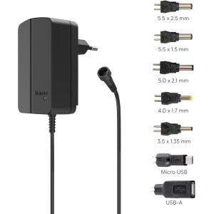 Hama Universal-Schaltnetzteil, 2250mA, mit Adaptern. Ideal für Geräte bis 12V. Schwarz.