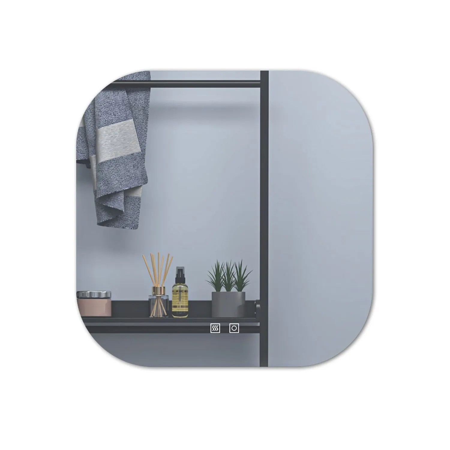 Duschparadies Badspiegel mit Beleuchtung Kaltweiß 6000K Dimmbar 60x60cm Eckig LED Spiegel mit Touch Beschlagfrei Memory