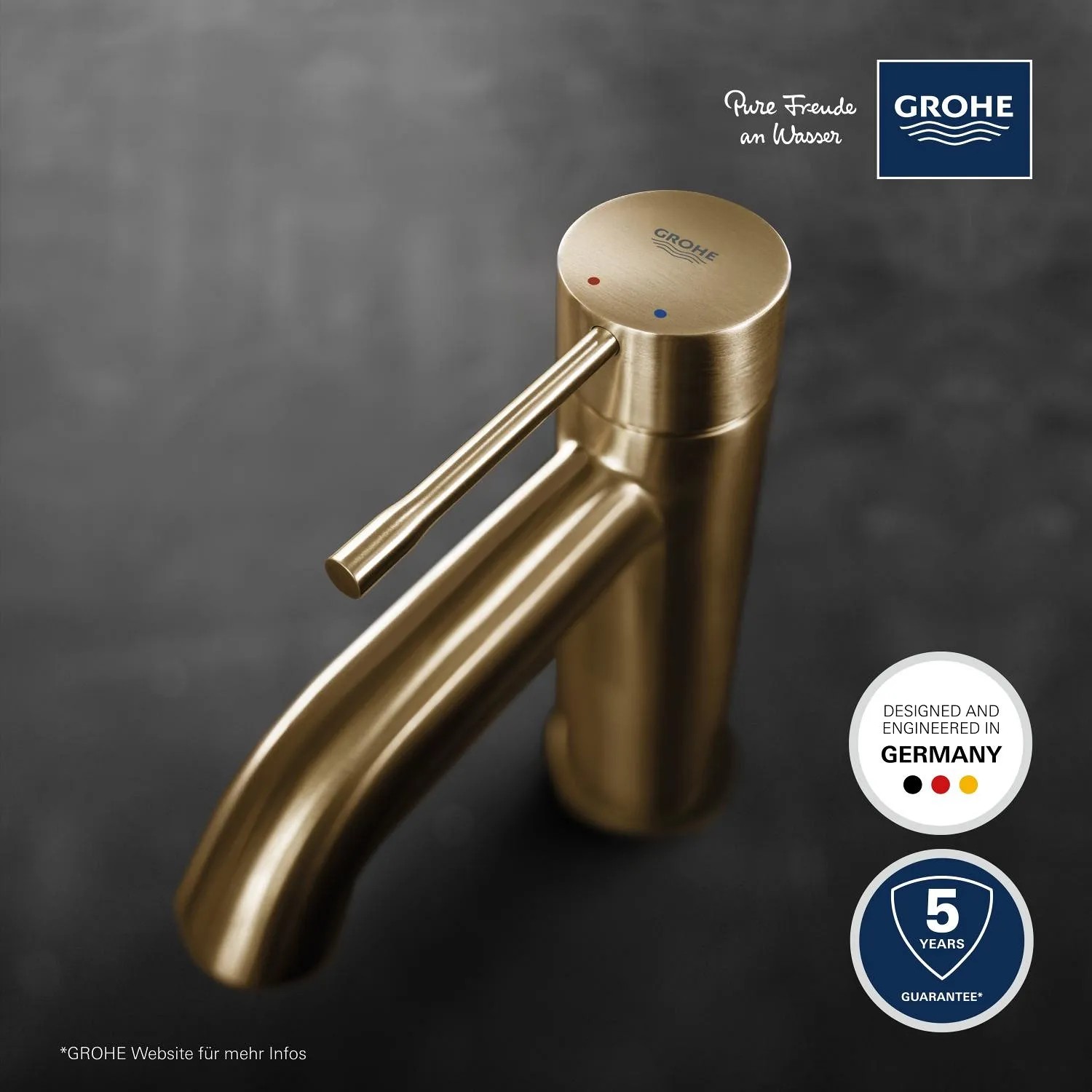 Grohe Essence Waschtischarmatur S-Size in Cool Sunrise gebürstet für Waschbecken