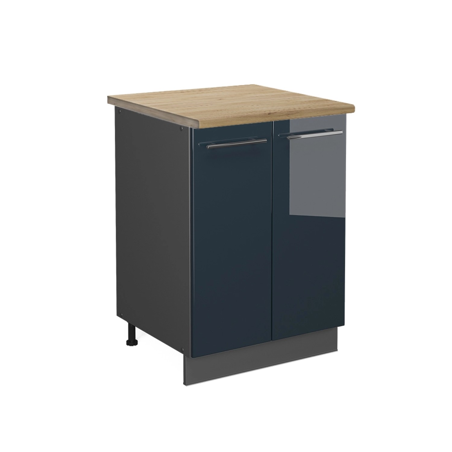 Thumbnail - Vicco Küchenunterschrank Fame-Line Dunkelblau Hochglanz/Anthrazit 60 cm AP Eiche