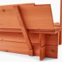 Detailansicht des Home Deluxe Sandkasten mit Dach, Holzstruktur und Befestigung.