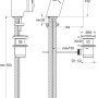 Technische Zeichnung: Ideal Standard Melange Waschtischarmatur mit Maßen und Anschlüssen.