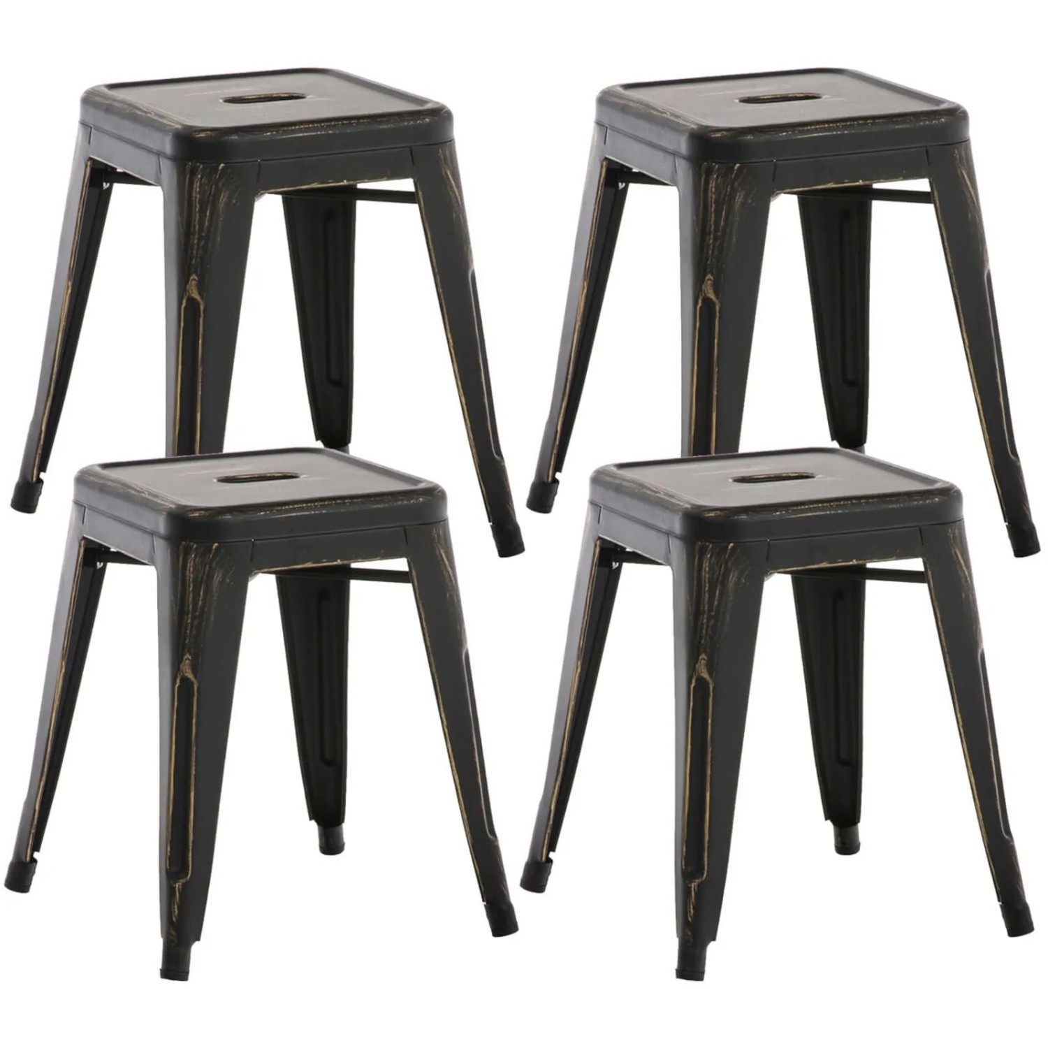 CLP 4er Set Hocker Armin Schwarz-Gold