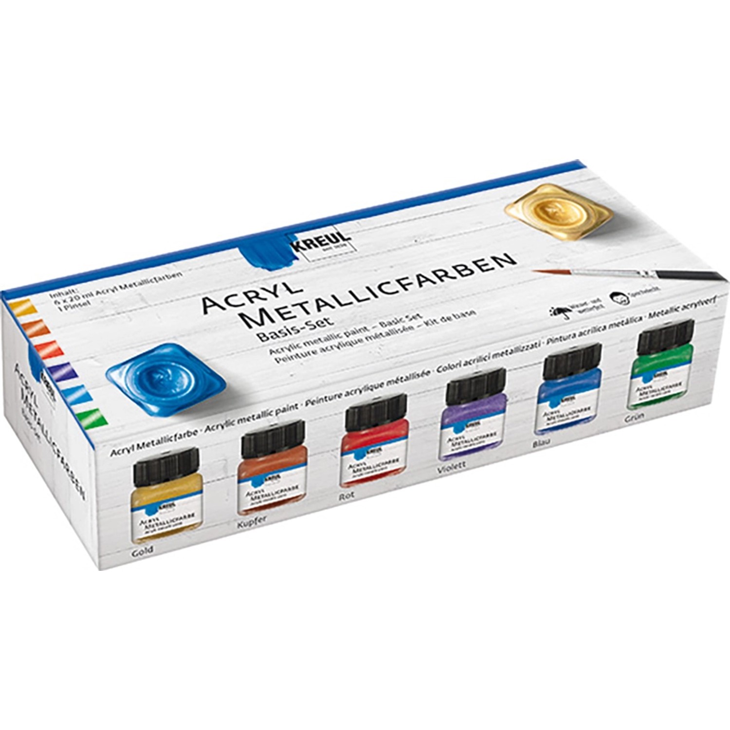 Kreul Acryl Farbe Metallic Basis Set 6 x 20 ml