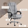 Grauer Vinsetto Bürostuhl mit Massagefunktion, Fußstütze und drehbarem Design.
