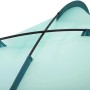 Detailaufnahme der Pavillo Strandmuschel Beach Ground, türkis mit schwarzem Gestänge.
