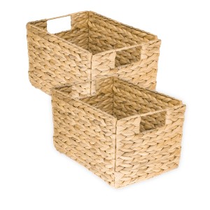 HMF 37242 Aufbewahrungskorb Faltbarer Korb Geflochten Wasserhyazinthe Seegras Größe M 32 x 23 x 20 cm 2er Set