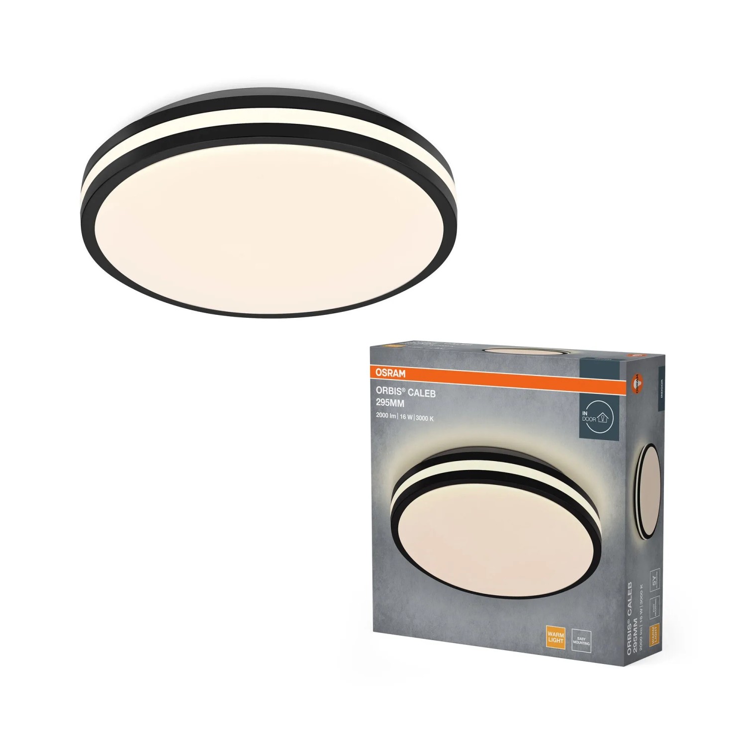 Osram LED-Deckenleuchte Orbis Caleb Schwarz Ø 29,5 cm x 8 cm