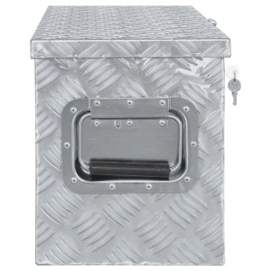 DELUKE Aluminiumbox Mit Deckel Abschließbar Alubox Deichselbox Alu Anhängerbox Werkzeugkiste Transportbox Metallkiste 80x30x35cm Silber