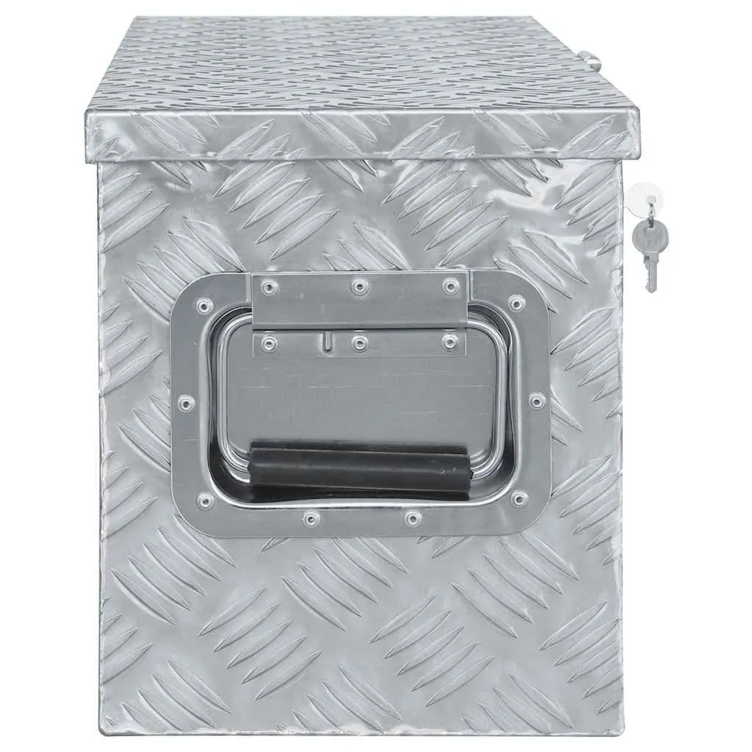 DELUKE Aluminiumbox Mit Deckel Abschließbar Alubox Deichselbox Alu Anhängerbox Werkzeugkiste Transportbox Metallkiste 80x30x35cm Silber_3