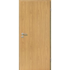 Zimmertür Dekor Eiche Hell, Holznachbildung, mit Türdrücker und Schloss.