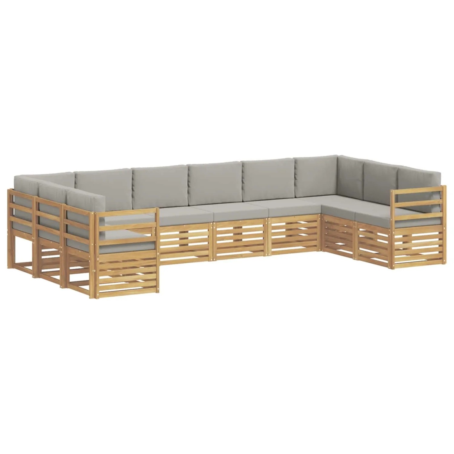 vidaXL Ecksofa Set 10 Stk Weiß und Hellgrau 363 x 185,5 x 73 cm 3392566