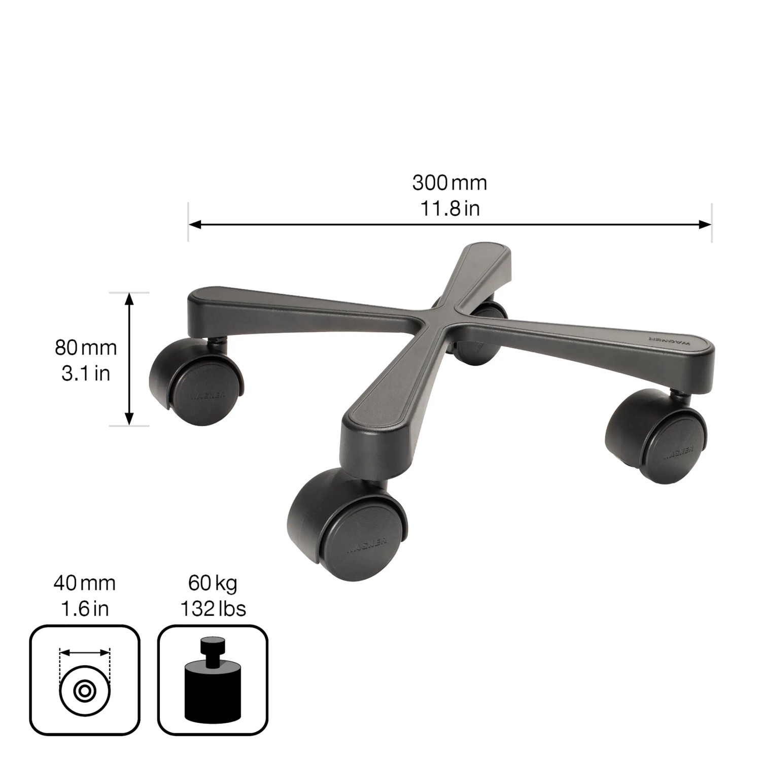 Schwarzer Wagner Design Pflanzenroller GH 0916, Ø 30 cm, mit 4 Rollen für bis zu 60 kg.