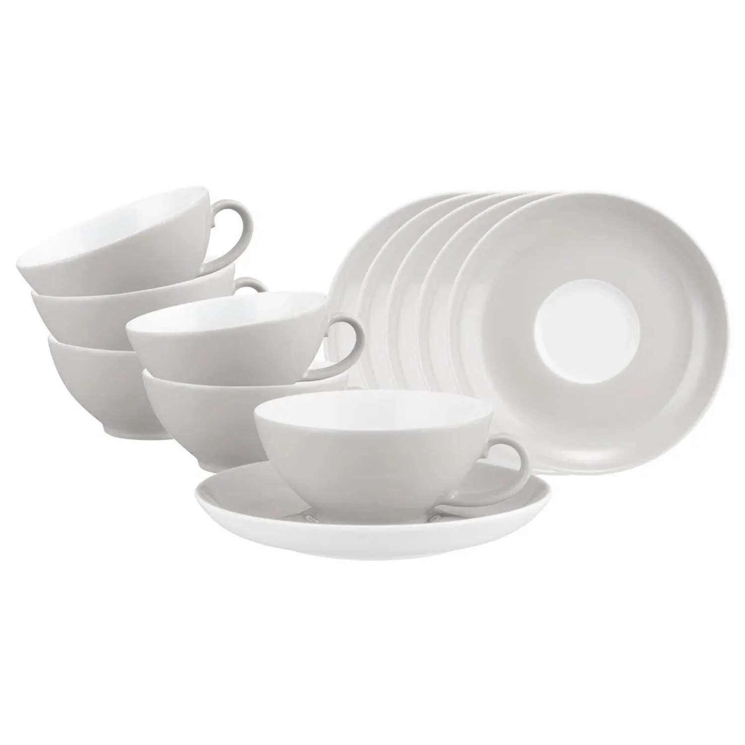 Seltmann Weiden Liberty Pure Colors Teetasse mit Untertasse 6er Set New Grey
