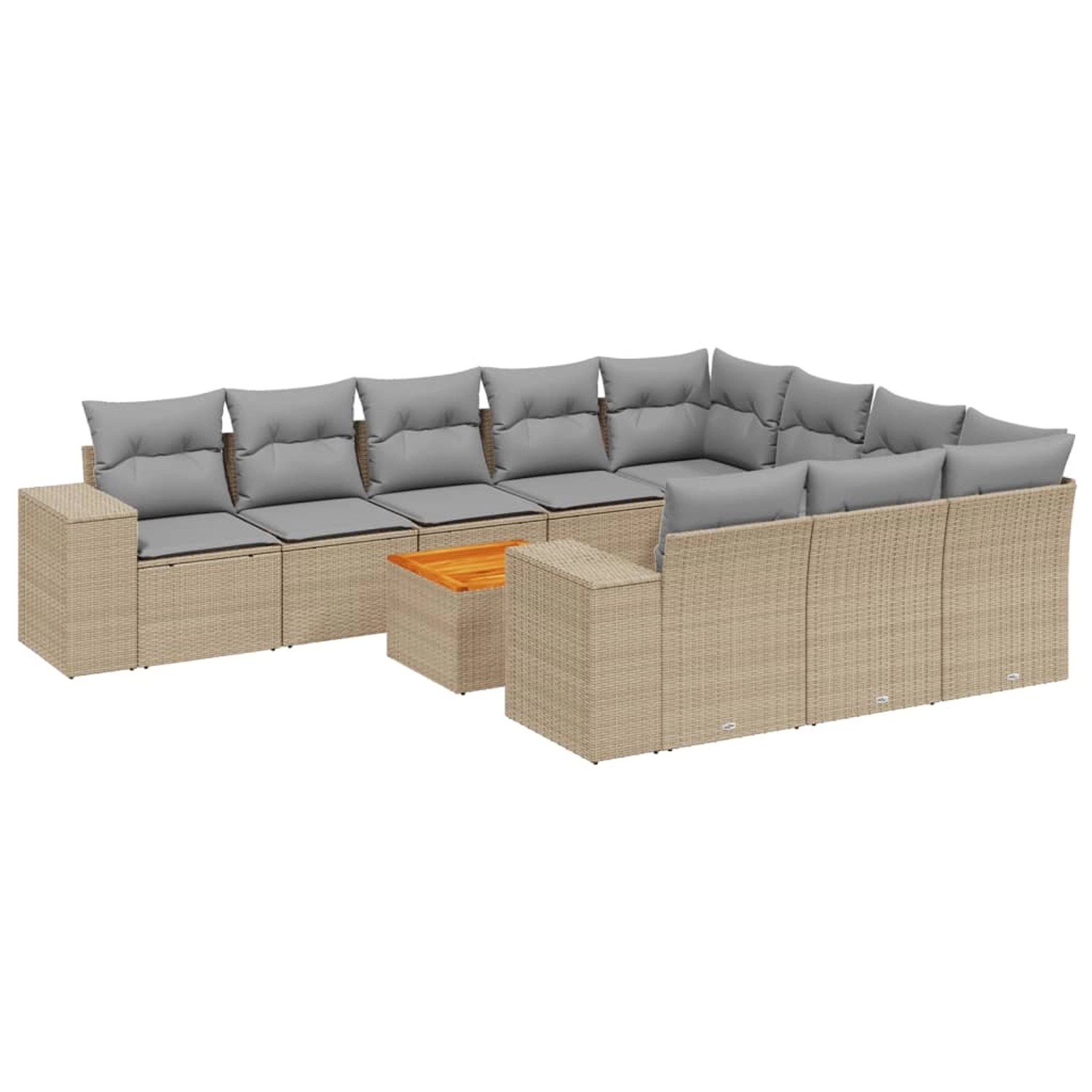vidaXL 11-Tlg Garten-Sofagarnitur mit Kissen Beige Poly Rattan 3225625 günstig online kaufen