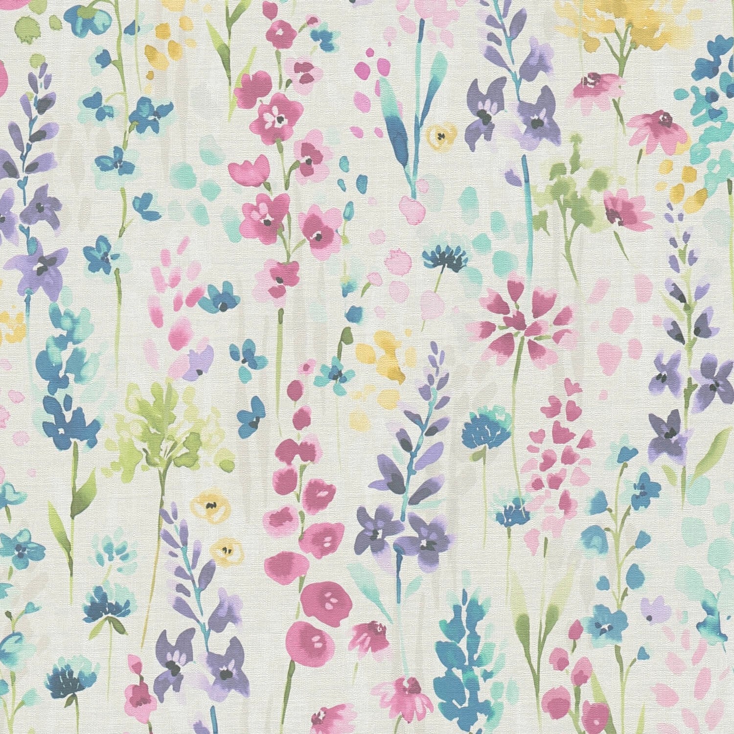 PROFHOME 396061-GU Blumen Tapete Aquarell-Stil Weiß Pink Violett Grün 0,53 günstig online kaufen