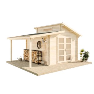 Alpholz Gartenhaus Aktiva mit Pultdach und Anbaudach, tauchimprägniert, 500x360 cm.