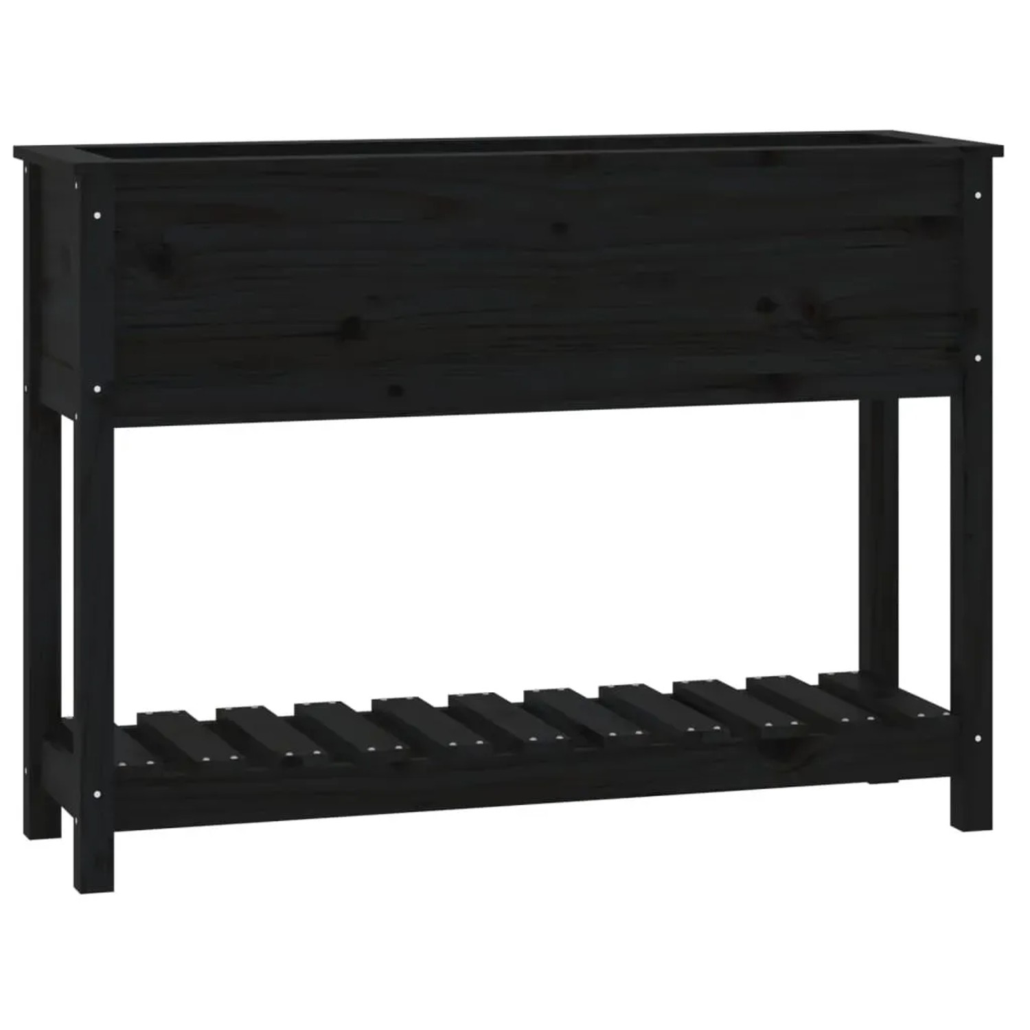 vidaXL Pflanzkübel mit Ablage Schwarz 111,5x34,5x81 cm Kiefernholz 823770