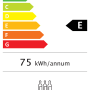 Energieeffizienzlabel für TroniTechnik Weinkühlschrank Bordeaux, Energieklasse E, 75 kWh/Jahr, 35dB.