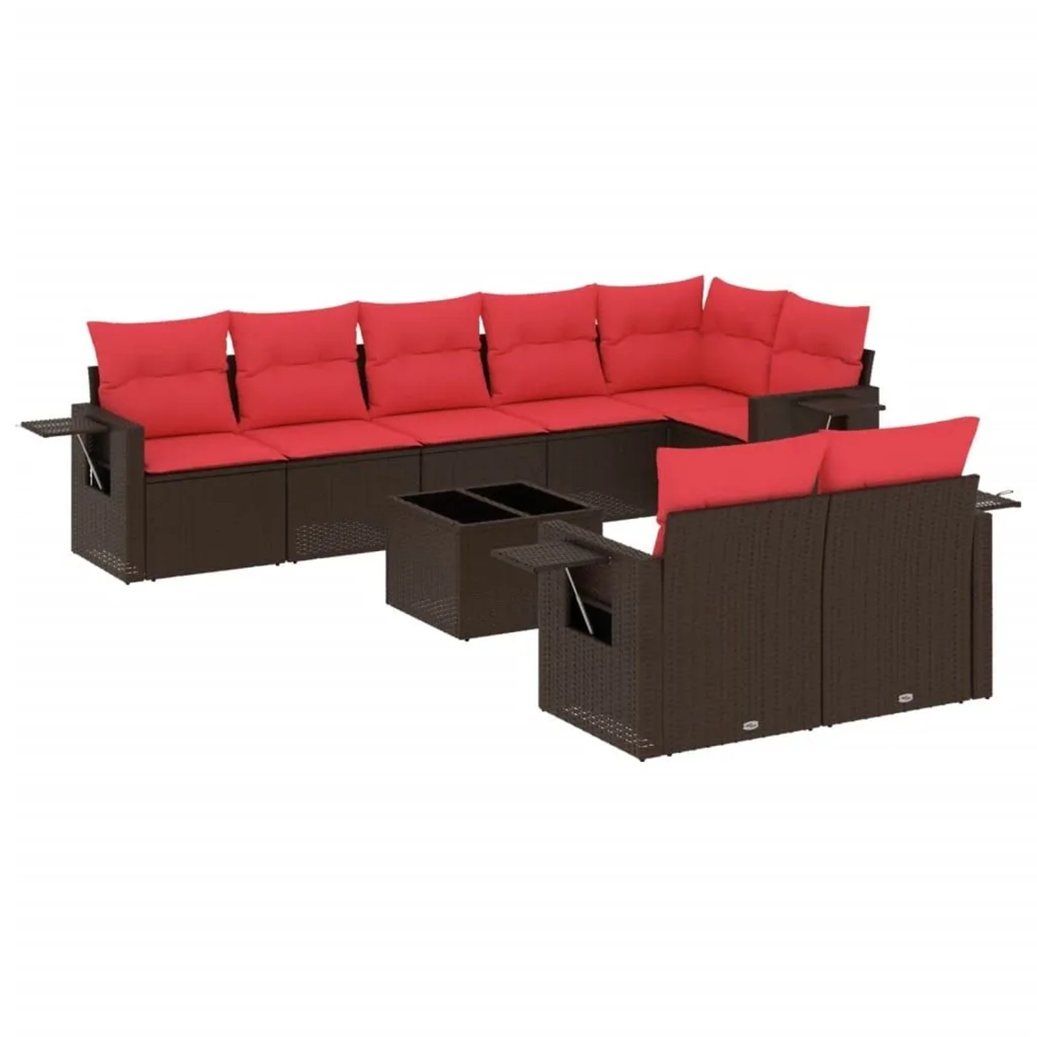 vidaXL 9-Tlg Gartensofa-Set mit Kissen Braun Polyrattan 3220433 günstig online kaufen