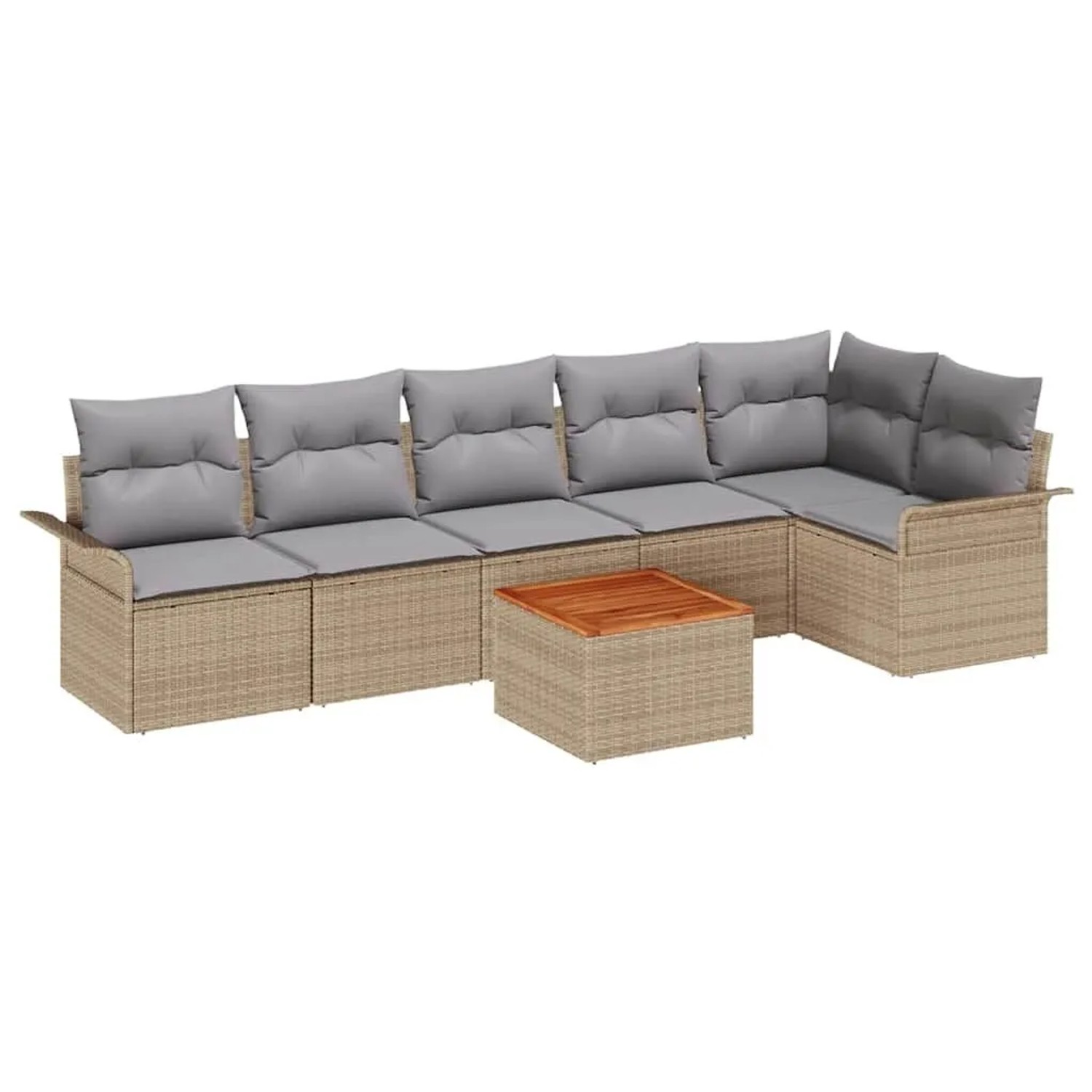 vidaXL Gartensofa-Set 7 Stk Beige und Hellgrau Poly-Rattan 3356005 günstig online kaufen