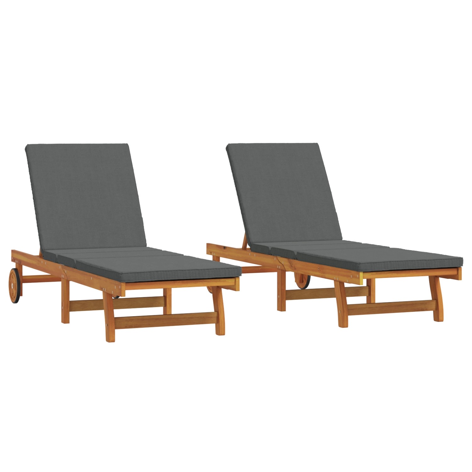 vidaXL Sonnenliegen 2 Stk mit Rädern und Kissen Massivholz Akazie 3325195 günstig online kaufen
