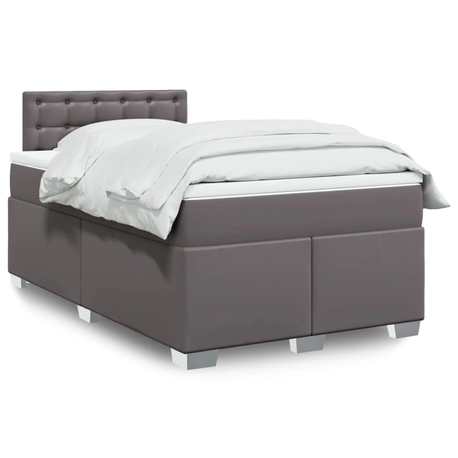 vidaXL Boxspringbett mit Matratze Grau 120x190 cm Kunstleder 3288414 günstig online kaufen