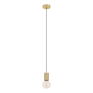 Moderne Eglo Pendelleuchte Pozueta, 1-flammig, messinggebürstet, mit E27 Fassung und minimalistischem Design.