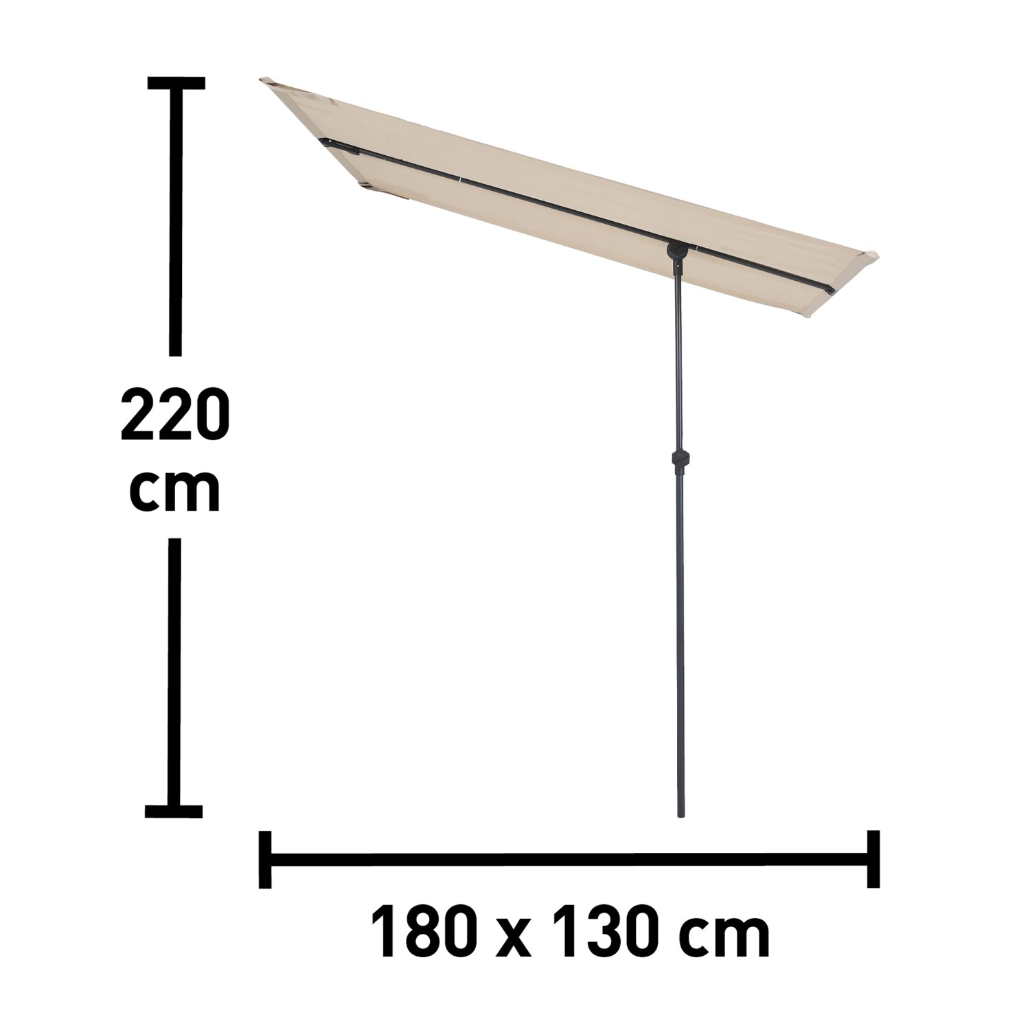 Beiger Balkonsichtschutz, 180x130 cm, mit Höhenangabe 220 cm. Ideal für Balkon und Terrasse.