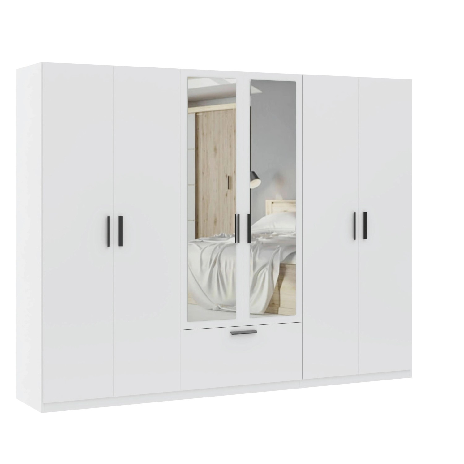 Mömax Drehtürenschrank Milos 6T1S2S Weiß