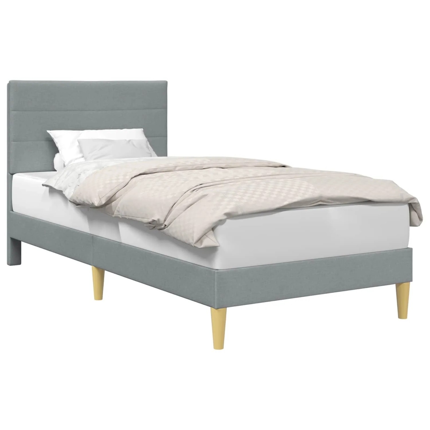 vidaXL Bettrahmen mit Kopfteil Hellgrau 90 x 200 cm Stoff 42027558