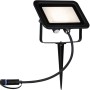 Schwarzer Paulmann Outdoor LED Fluter mit Erdspieß, 5W, warmweißes Licht für Außenbeleuchtungssysteme.
