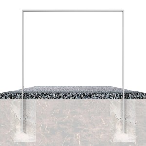 Schake Ahnlehnbügel aus Flachstahl, 750 mm breit, eisengrau, zur sicheren Fahrradaufbewahrung.