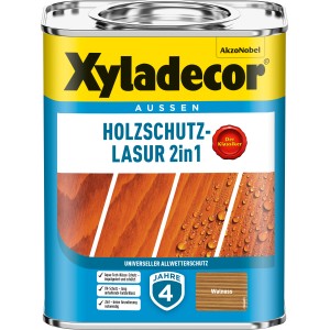 Dose Xyladecor Holzschutz-Lasur 2in1, Farbton Walnuss matt. Holzlasur für den Aussenbereich.