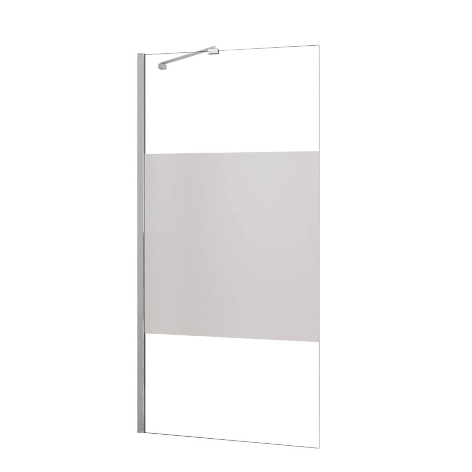 AICA Walk in Duschwand B.120 x H.200cm Milchglasstreifen Duschabtrennung 8mm Nano ESG-Glas Mit Stabilisator Duschkabinen F070