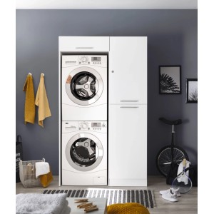 Respekta Hauswirtschaftsraum Set Clara, 200cm, Weiß Matt mit Waschmaschine und Trockner