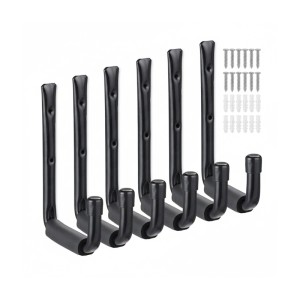 Relaxdays Wandhaken 6er Set Stahl Schwarz Schwerlast 22 cm x 2,5 cm x 15 cm