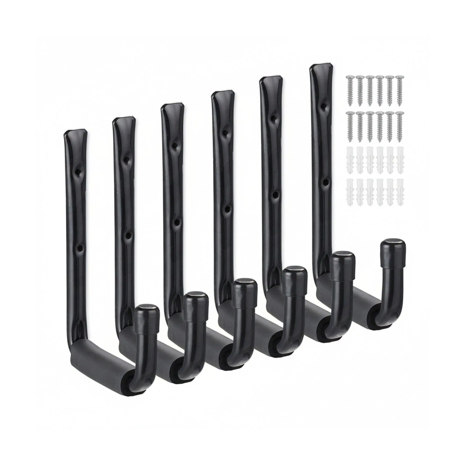 Relaxdays Wandhaken 6er Set Stahl Schwarz Schwerlast 22 cm x 2,5 cm x 15 cm