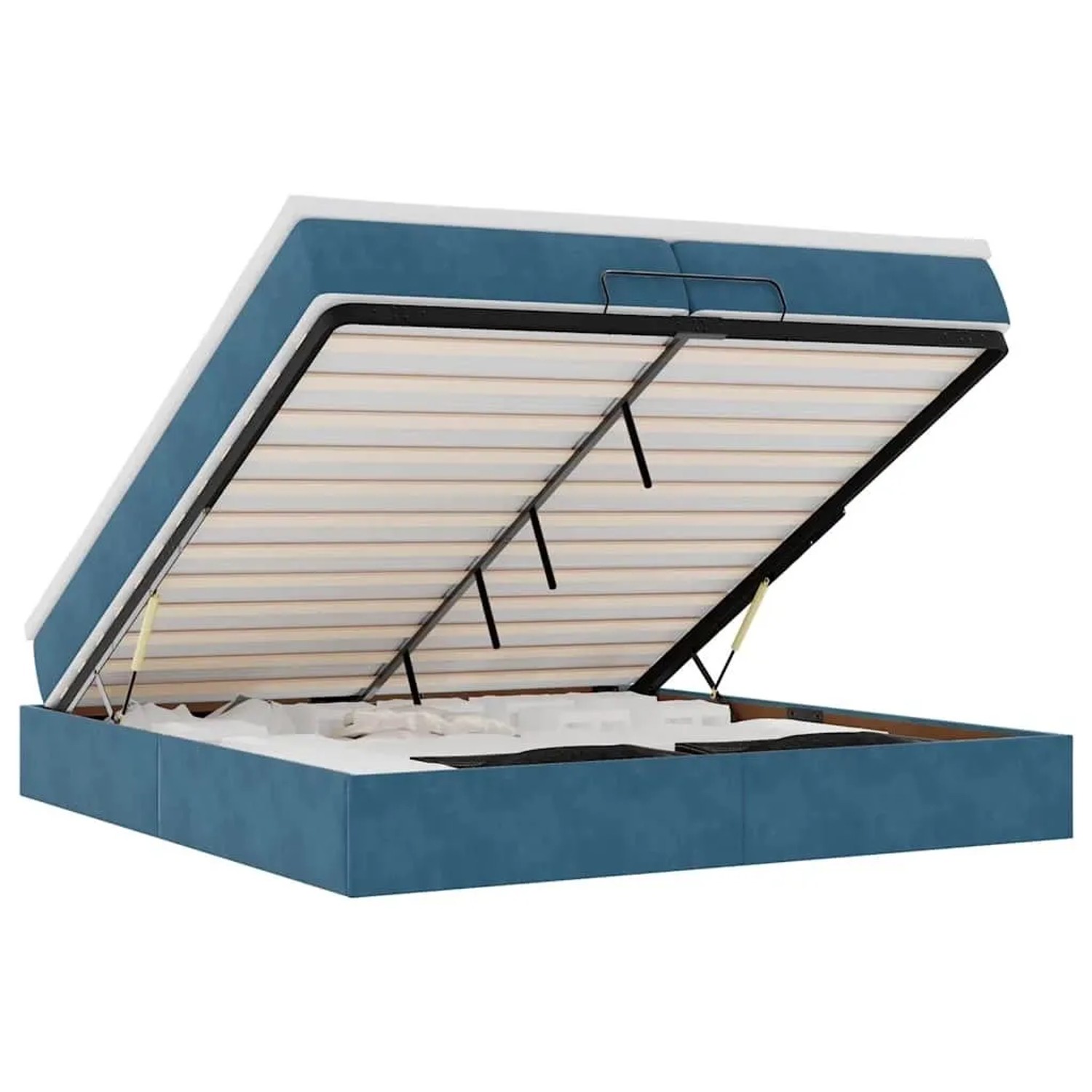 vidaXL Ottoman-Bett mit Matratzen Dunkelblau 200x200 cm Samt 3311211