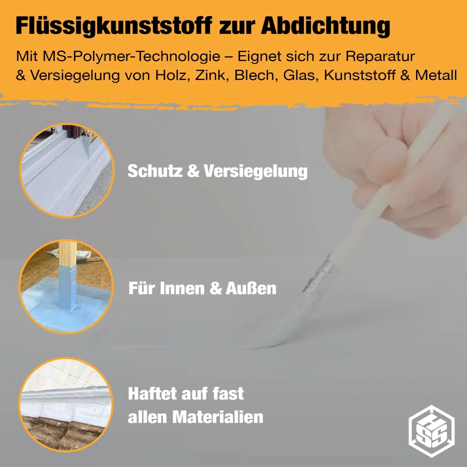 Grauer HSS Flüssigkunststoff (5 kg) für Bauabdichtungen, vielseitig einsetzbar.