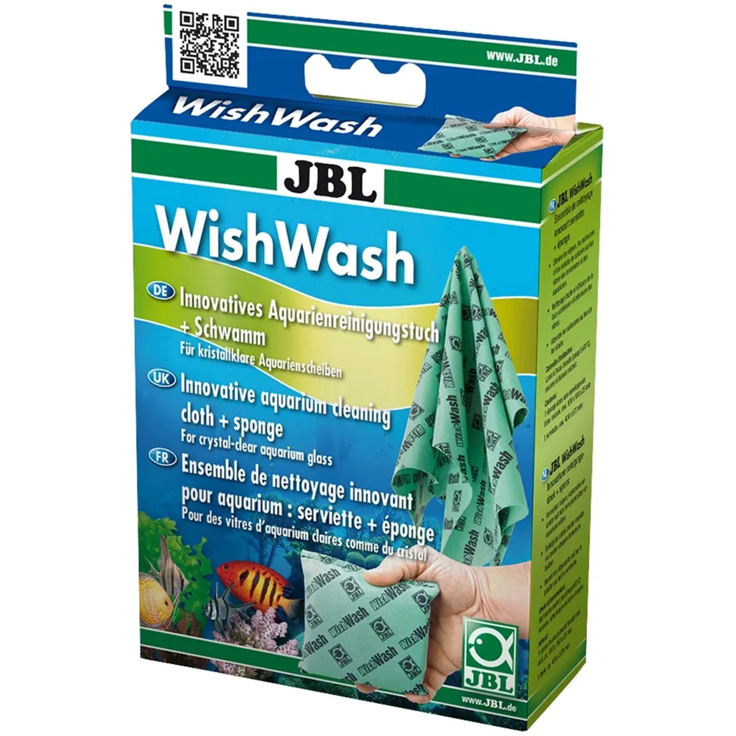 JBL WishWash Aquarium Scheibenreiniger: Tuch und Schwamm für klare Aquarienscheiben.