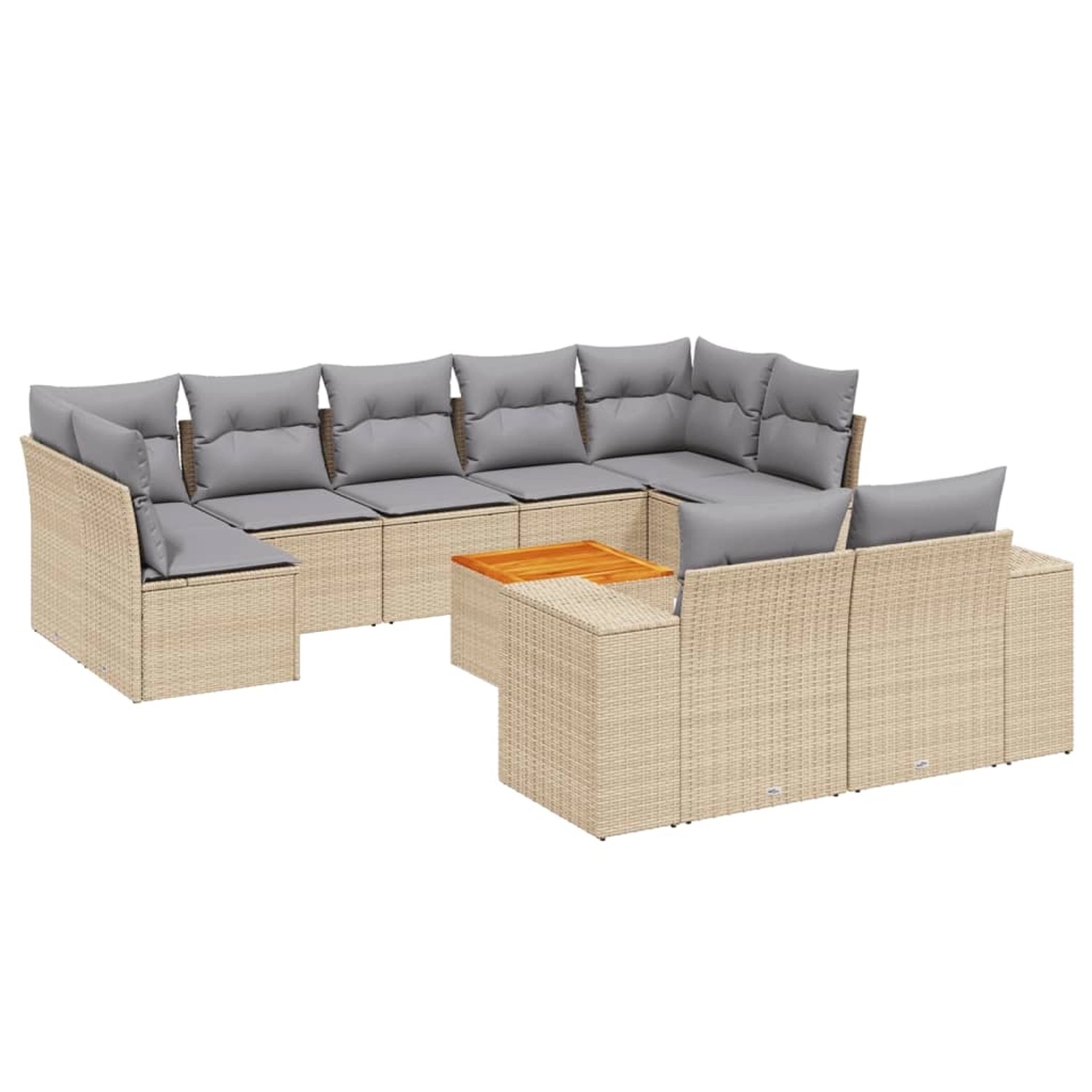 vidaXL 10-Tlg Garten-Sofagarnitur mit Kissen Beige Poly Rattan 3225597 günstig online kaufen