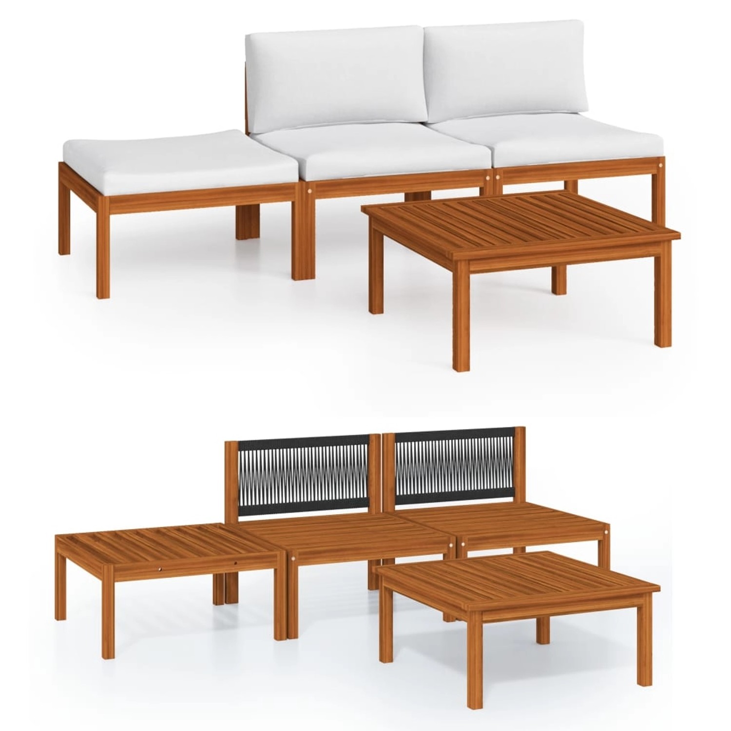 vidaXL 4-Teiliges Garten-Lounge-Set mit Kissen Creme 63 x 63 cm 3057903