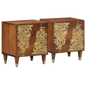 vidaXL Nachttisch 2 Stk Honigbraun 40 x 33 x 46 cm Massives Mangoholz 4018733