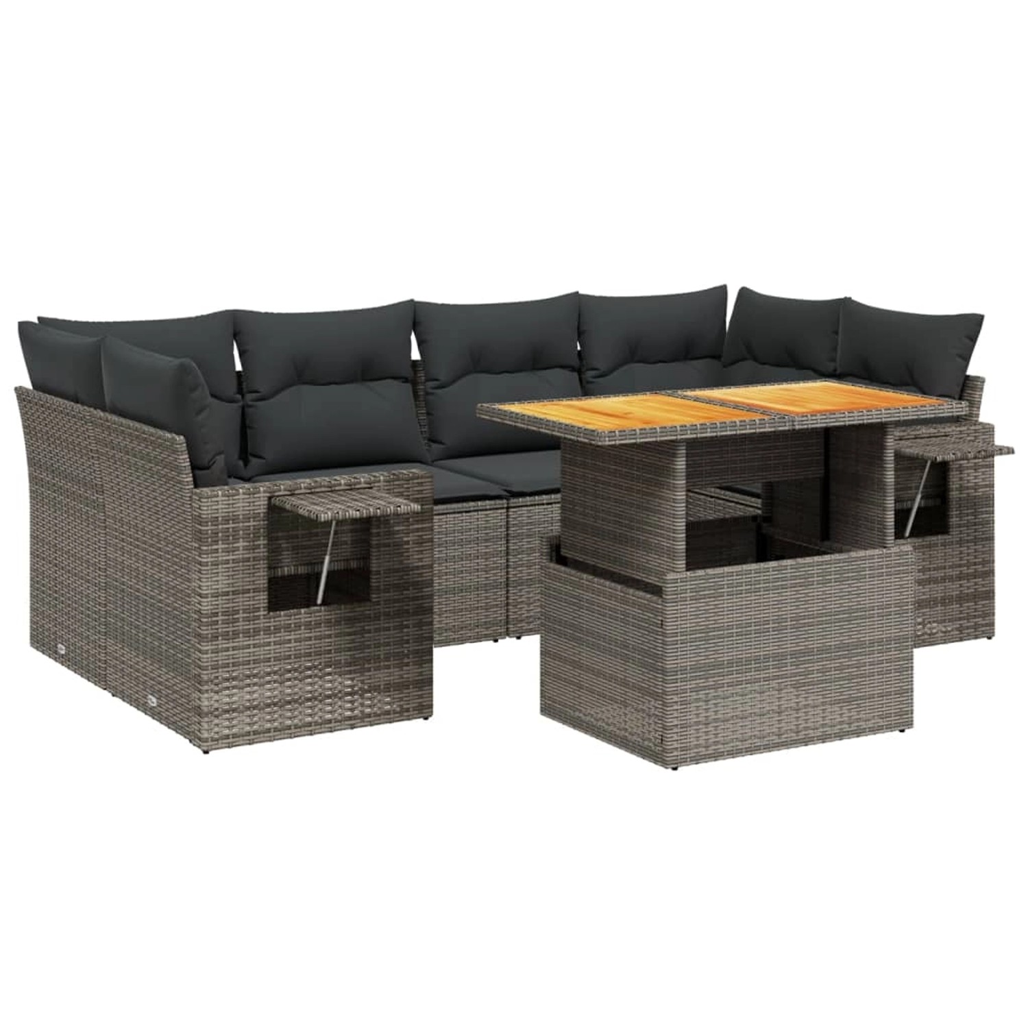 vidaXL 7-Tlg Garten-Sofagarnitur mit Kissen Grau Poly Rattan 3271655 günstig online kaufen