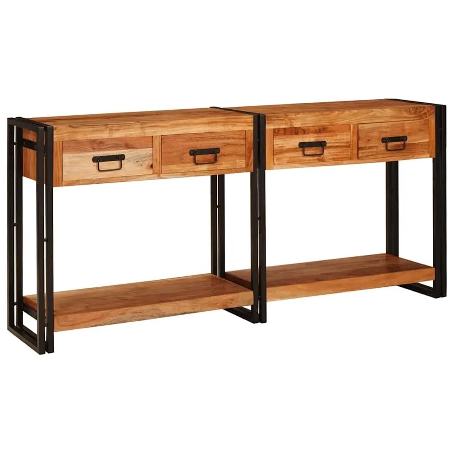 vidaXL Konsolen-Tische 2 Stk Braun 161 x 33 x 75 cm Massivholz Akazie 3324224
