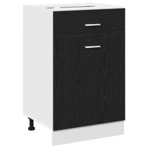vidaXL Schubladenschrank Riga, schwarz/Eiche, 50x46x81,5cm. Küchenschrank mit Schublade und Tür.