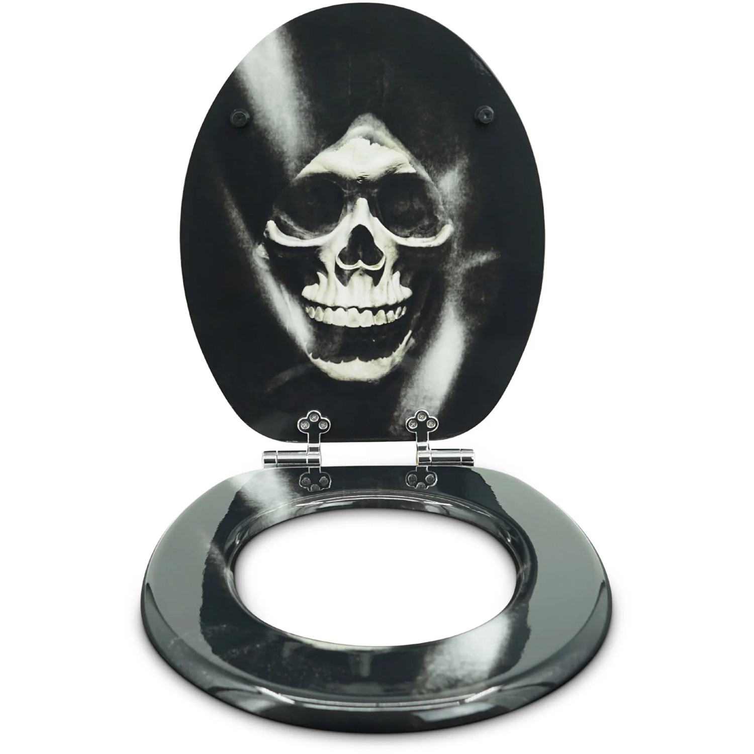 Sanfino WC-Sitz Skull: Toilettendeckel aus Holz mit Totenkopf und Absenkautomatik.